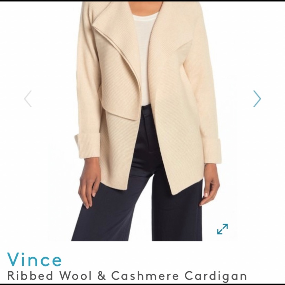 Vince woman ribbed wool-cashmere cardigan S